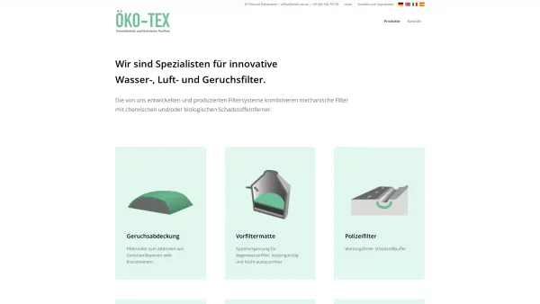 Website Screenshot: Öko-Tex Umweltschutz und technische Textilien - oeko-tex - Wasser-, Luft- und Geruchsfilter - zur Schadstoffentfernung - Date: 2023-06-23 12:08:14