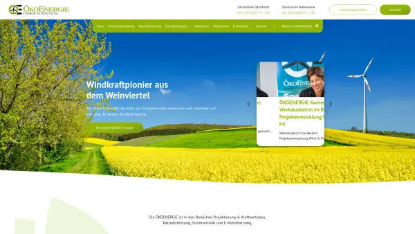 Website Screenshot: Ökoenergie Windkraft Wolkersdorf GesmbH Co KG - Ökoenergie – Energie in Bewegung - Date: 2023-06-23 12:08:14