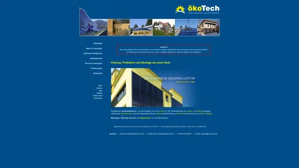 Website Screenshot: Ökotech Solarkollektoren ÖkoTech Produktionsgesellschaft für Umwelttechnik mbH - ökoTech Solarkollektoren - graz/austria - Date: 2023-06-15 16:02:34