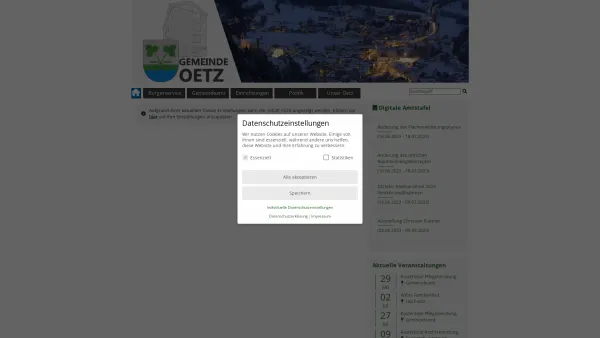 Website Screenshot: Gemeindeamt Oetz RiS-Kommunal - Oetz - GEM2GO WEB - Startseite - Date: 2023-06-23 12:08:17