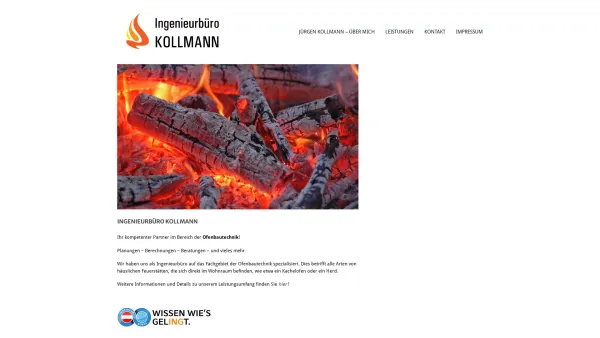 Website Screenshot: DI FH Jürgen Kollmann Ingenieurbüro für Ofenbautechnik - Ingenieurbüro Kollmann – Ofenbautechnik - Date: 2023-06-26 10:26:35