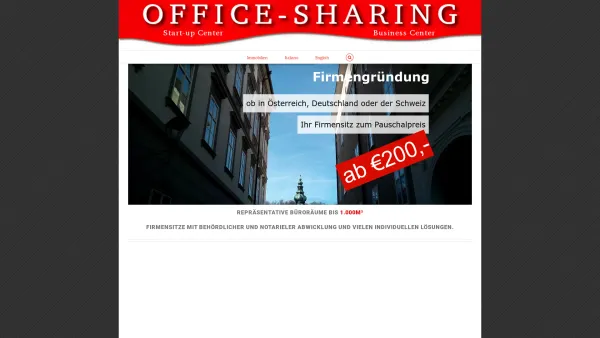 Website Screenshot: OFFICE SHARING Business Center, Büroservice & Firmengründungen in A CH D I, Firmensitze ab Euro 200.- - Office-Sharing Salzburg - Date: 2023-06-14 16:37:58