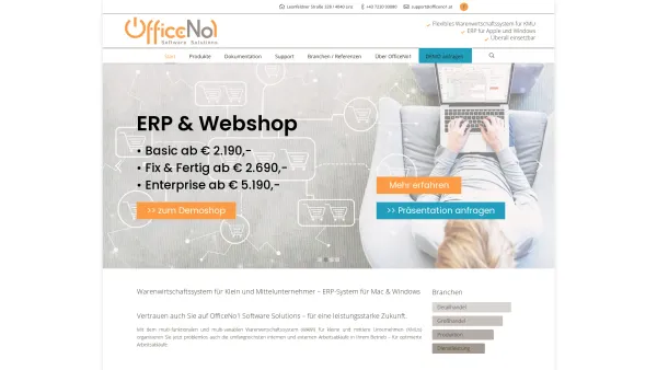 Website Screenshot: Office No.1 Software Solutions GmbH - Warenwirtschaftssystem - Registrierkassensoftware | OfficeNo1 - Date: 2023-06-23 12:08:17