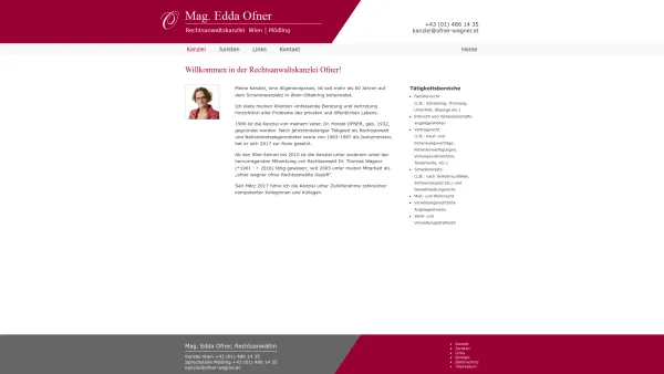 Website Screenshot: Ofner-Wagner Rechtsanwälte - Mag. Edda Ofner, Rechtsanwältin - Date: 2023-06-15 16:02:34