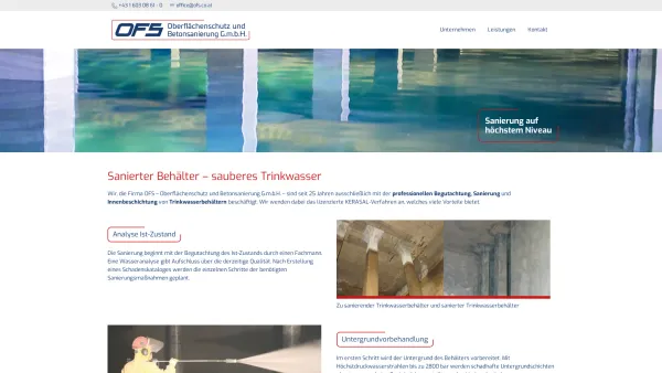 Website Screenshot: OFS Oberflächenschutz und Betonsanierung GmbH - OFS Oberflächenschutz und Betonsanierung G.m.b.H. - Date: 2023-06-23 12:08:20