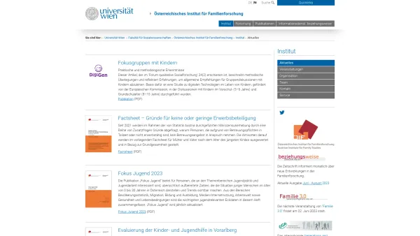 Website Screenshot: Österreichisches Institut für Familienforschung - Aktuelles - Date: 2023-06-23 12:08:20