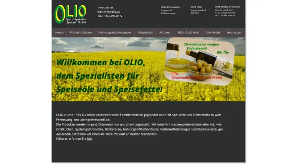 Website Screenshot: OLIO Spezial Speisefett und Speiseöl index - index - Date: 2023-06-23 12:08:20