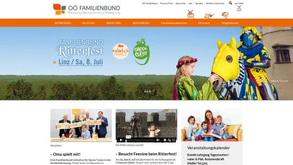 Website Screenshot: Familien stärken und mit neuen Dienstleistungen Oberösterreich noch familien und kinderfreundlicher zu gestalten ist seit mehr als - OÖ Familienbund - Betreuung, Bildung, Beratung und Begegnung - Date: 2023-06-23 12:08:23