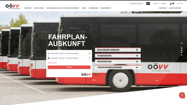 Website Screenshot: Oberösterreichische Verkehrsverbund Organisationsgesellschaft OOE-Verkehrsverbund - Home - OÖVV Der Verkehrsverbund - Date: 2023-06-15 16:02:34