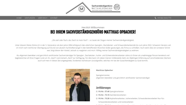 Website Screenshot: Opbacher Dächer und ServControl Diese Seite befindet sich Aufbau - Sachverständigenbüro, Matthias Opbacher - Date: 2023-06-23 12:08:23