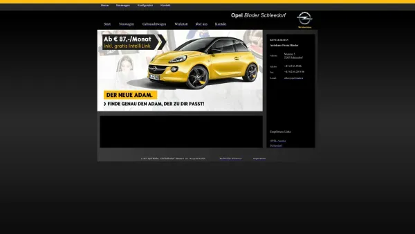 Website Screenshot: Auto Binder & Sohn GmbH - OPEL Binder Schleedorf - Date: 2023-06-14 10:37:27