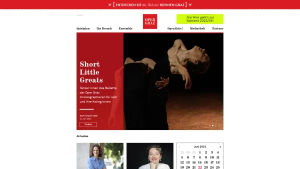 Website Screenshot: Schauspielhaus Graz Theater Graz - Startseite | Oper Graz - Date: 2023-06-23 12:08:23