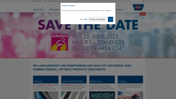 Website Screenshot: EUnternehmen der Arntz Optibelt Gruppe - Keilriemen, Zahnriemen und Antriebsriemen vom Hersteller - Date: 2023-06-23 12:08:23