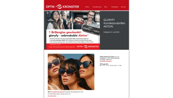 Website Screenshot: Optiker Manfred Kronister Ges.m.b.H - OPTIK KRONISTER | 2301 Groß-Enzersdorf, Hauptplatz 10 - Date: 2023-06-23 12:08:25