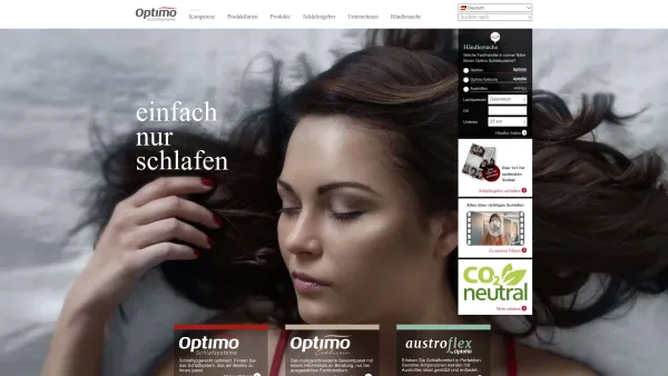 Website Screenshot: Optimo Schlafsysteme GmbH - Schlafsysteme | Qualität aus Österreich | Optimo - Date: 2023-06-23 12:08:25
