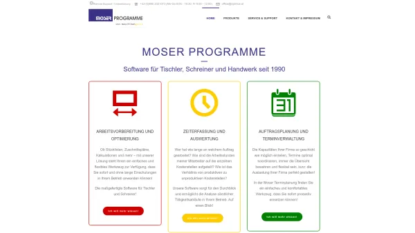 Website Screenshot: MOSER Programme / maschinengeist e.U. - Moser Programme - Software für Tischler, Schreiner und Handwerker - Date: 2023-06-15 16:02:34