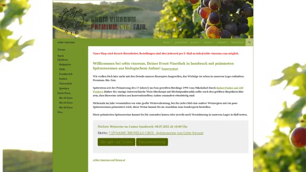 Website Screenshot: orbis vinorum GmbH - orbis vinorum | Die besten Bio Spitzenweine - Date: 2023-06-23 12:08:25