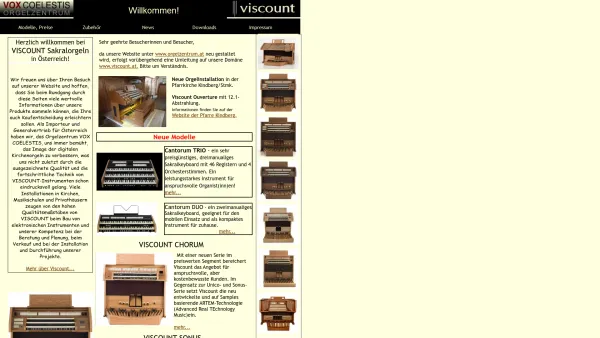 Website Screenshot: VOX COELESTIS Orgelzentrum - Viscount Sakralorgeln - Date: 2023-06-23 12:08:25