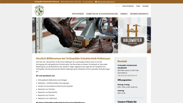 Website Screenshot: Martin Halbmayer Orthopädieschuhtechnik und Modelleinlage - Orthopädie-Schuhtechnik Halbmayer - Home - Date: 2023-06-26 10:26:35