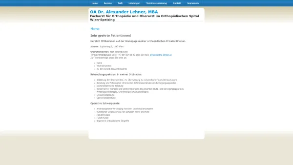 Website Screenshot: Dr. Alexander Lehner - Ortho Lehner - Home - Date: 2023-06-23 12:08:28