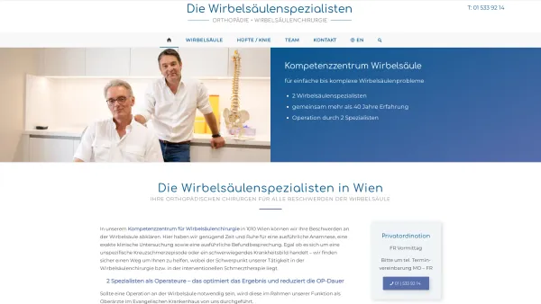 Website Screenshot: Die Wirbelsäulenspezialisten, Wien 1010, Dr. Bonomo & Dr. Nicolakis - Die Wirbelsäulenspezialisten, Wien 1010, Dr. Bonomo & Dr. Nicolakis - Date: 2023-06-26 10:26:38