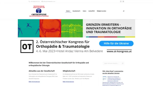 Website Screenshot: Metzenroth Heinz OA Österreichische Gesellschaft für Orthopädie und  orthopädische Chirurgie - Home - ÖGO - Date: 2023-06-23 12:08:28