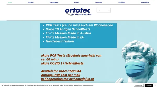 Website Screenshot: ortotec Medizinprodukte GmbH - FFP2 | PCR Schnelltest ca. 60min | Covid 19 Test | Ortotec.at | Anbio Schnelltest - Date: 2023-06-14 10:44:15