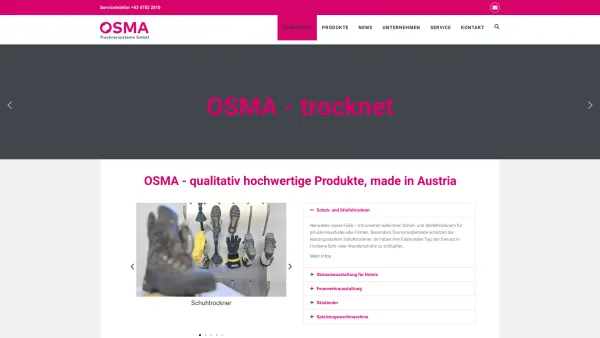 Website Screenshot: OSMA TrockNERsysteme GmbH - Startseite - OSMA Trocknersysteme GmbH - Date: 2023-06-23 12:08:28