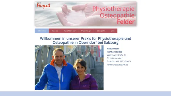 Website Screenshot: Osteopathie und Physiotherapie Felder Oberndorf bei Salzburg Österreich - Willkommen - Date: 2023-06-23 12:08:28