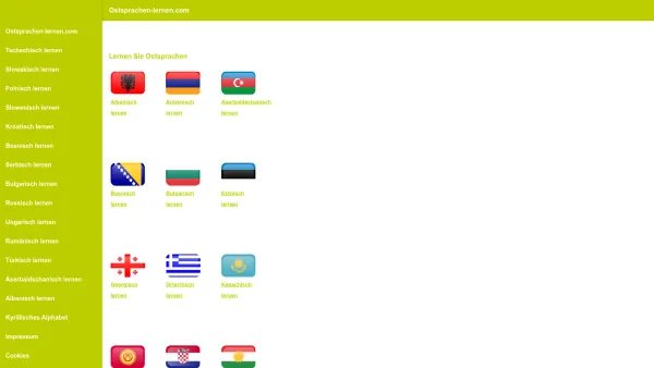 Website Screenshot: Ostsprachen-lernen.com - Lernen Sie Ostsprachen! Lernen Sie Slowakisch, Polnisch, Slowenisch, Kroatisch, Serbisch, Bosnisch, Bulgarisch, Russisch, Ungarisch, Rumänisch, Türkisch, Aserbaidschanisch ... - Date: 2023-06-15 16:02:34