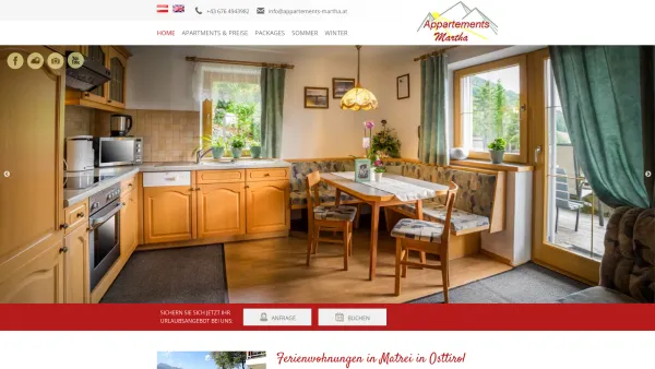 Website Screenshot: Ferienwohnungen in Osttirol - Nationalpark Osttirol - Appartements Martha - Ferienwohnung Osttirol - Date: 2023-06-23 12:08:28