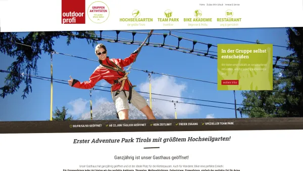Website Screenshot: outdoorprofi, Hochseilgarten, Advtenture Park, Waldseilpark, Teambuilding Parcours - Outdoorprofi - Erster Adventurpark Tirols - Date: 2023-06-14 10:38:01