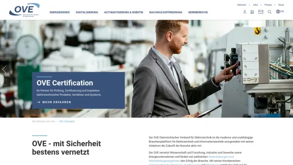 Website Screenshot: Österreichischer Verband für Elektrotechnik - OVE - Österreichischer Verband für Elektrotechnik - OVE - Date: 2023-06-15 16:02:34