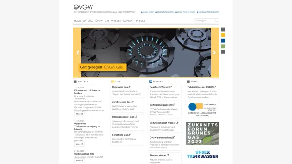 Website Screenshot: Österreichische Vereinigung für das Gas und OVGW - ÖVGW · Start - Date: 2023-06-23 12:08:31