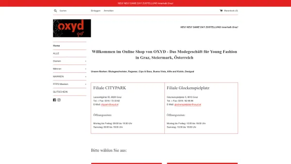 Website Screenshot: OXYD Kollektion www.oxyd.at  and systems by uhrturm.at - OXYD - Das Modegeschäft für Young Fashion in Graz – Oxyd Graz - Yildiz GmbH - Date: 2023-06-23 12:08:31
