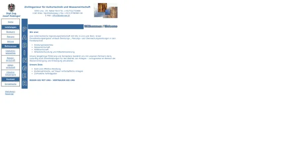Website Screenshot: Dipl. Ing. Pabinger Zivilingenieur für Kulturtechnik Wasserbau - Dipl. Ing. Pabinger, Zivilingenieur für Kulturtechnik - Wasserbau - Date: 2023-06-23 12:08:31