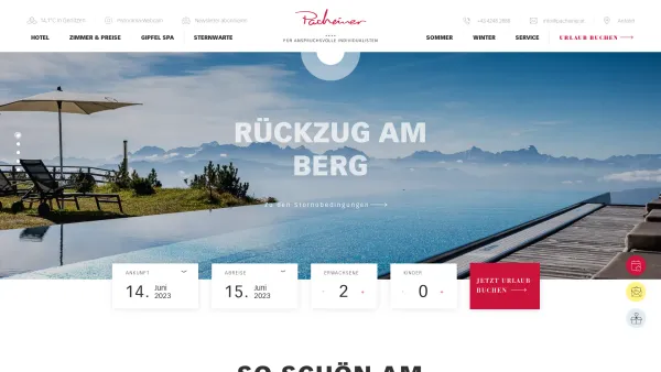 Website Screenshot: Ferienwohnungen Appartements Pacheiner - Alpinhotel Pacheiner – Urlaub am Gipfel der Gerlitzen Alpe - Date: 2023-06-15 16:02:34