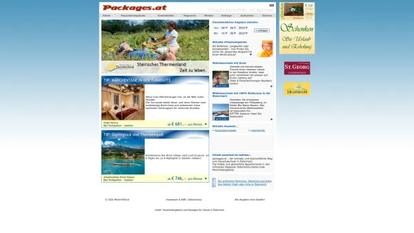 Website Screenshot: Packages.at Ing. Gerhard Michel - Pauschalangebote und Packages für Urlaub in Österreich - Date: 2023-06-15 16:02:34
