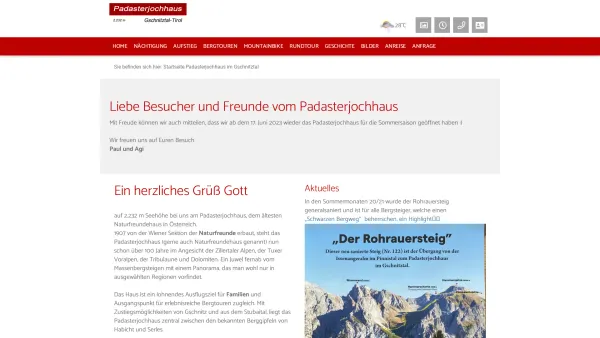 Website Screenshot: Padasterjochhaus Gschnitztal Tirol - Padasterjochhaus im Gschnitztal - Date: 2023-06-23 12:08:34