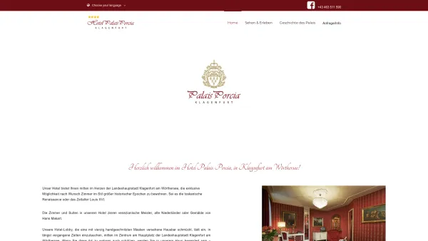 Website Screenshot: Hotel Palais Porcia - Hotel Klagenfurt am Wörthersee | Zimmer Porcia | Familie Unzeitig - Date: 2023-06-26 10:26:38