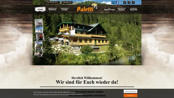 Website Screenshot: Clubgasthof Paletti - Alpengasthof Paletti Urlaub in Uttendorf-Weißsee Gletscherwelt - Date: 2023-06-23 12:08:34