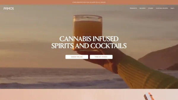 Website Screenshot: pamos.at - Pamos Cannabis Beverages: THC Infused Cocktails and Spirits - Date: 2023-06-14 10:37:24