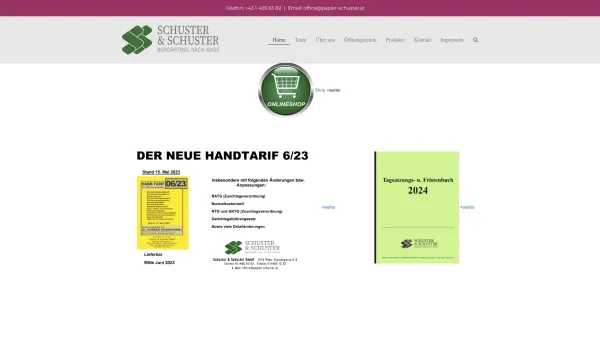 Website Screenshot: Papier Schuster Schuster Start über uns - Home - Date: 2023-06-23 12:08:37