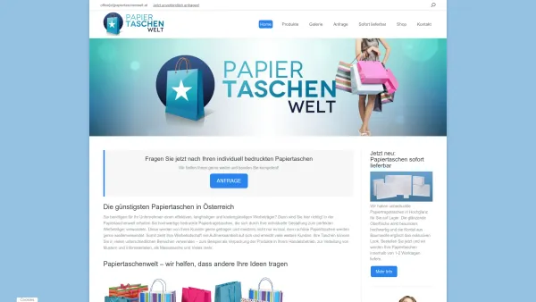 Website Screenshot: Papiertaschenwelt e.U. - Papiertaschen bedrucken- die günstigsten Papiertragetaschen Österreichs - Date: 2023-06-26 10:26:38