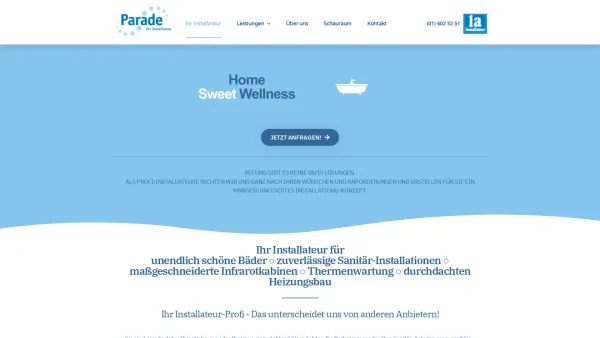 Website Screenshot: Parade Ihr Installateur - Parade – Ihr Installateur - Date: 2023-06-15 16:02:34