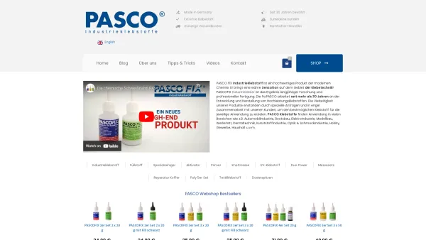Website Screenshot: PASCO Industrieklebstoffe Inh. Christian Brand - Industrieklebstoff, Industriekleber PASCO - Date: 2023-06-23 12:08:40