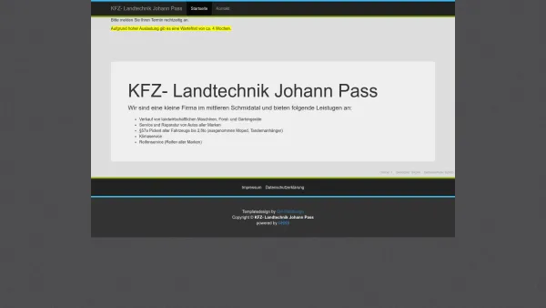 Website Screenshot: Kfz Landtechnik Johann Pass - Startseite - KFZ- Landtechnik Johann Pass - Date: 2023-06-14 10:37:41