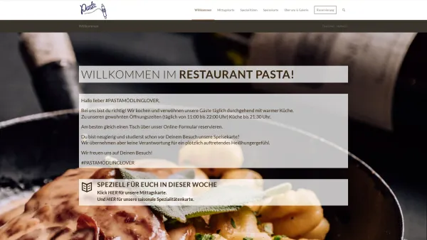 Website Screenshot: Restaurant Pasta Mödling - Restaurant PASTA – Wir verwöhnen unsere Gäste mit vorzüglichen Speisen. - Date: 2023-06-15 16:02:34