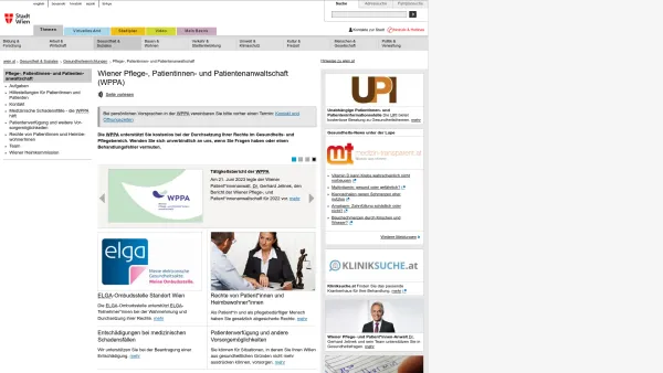 Website Screenshot: Wiener Patientenanwaltschaft - Wiener Pflege-, Patientinnen- und Patientenanwaltschaft (WPPA) - Date: 2023-06-23 12:08:40