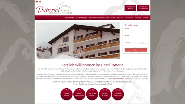 Website Screenshot: Haus Patteriol*** - Hotel Patteriol in St. Anton am Arlberg: Startseite - Date: 2023-06-23 12:08:43